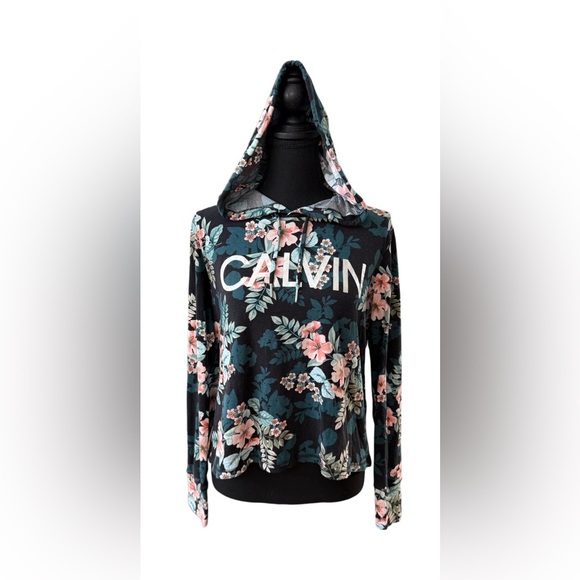 Calvin Klein Performance Tops - Calvin Klein Performance Floral Top - Teal with Pink Accents